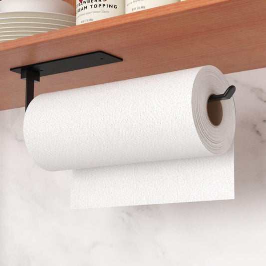 Black Kitchen Roll Holder Under Cabinet, Self-Adhesive Paper Towel Holder