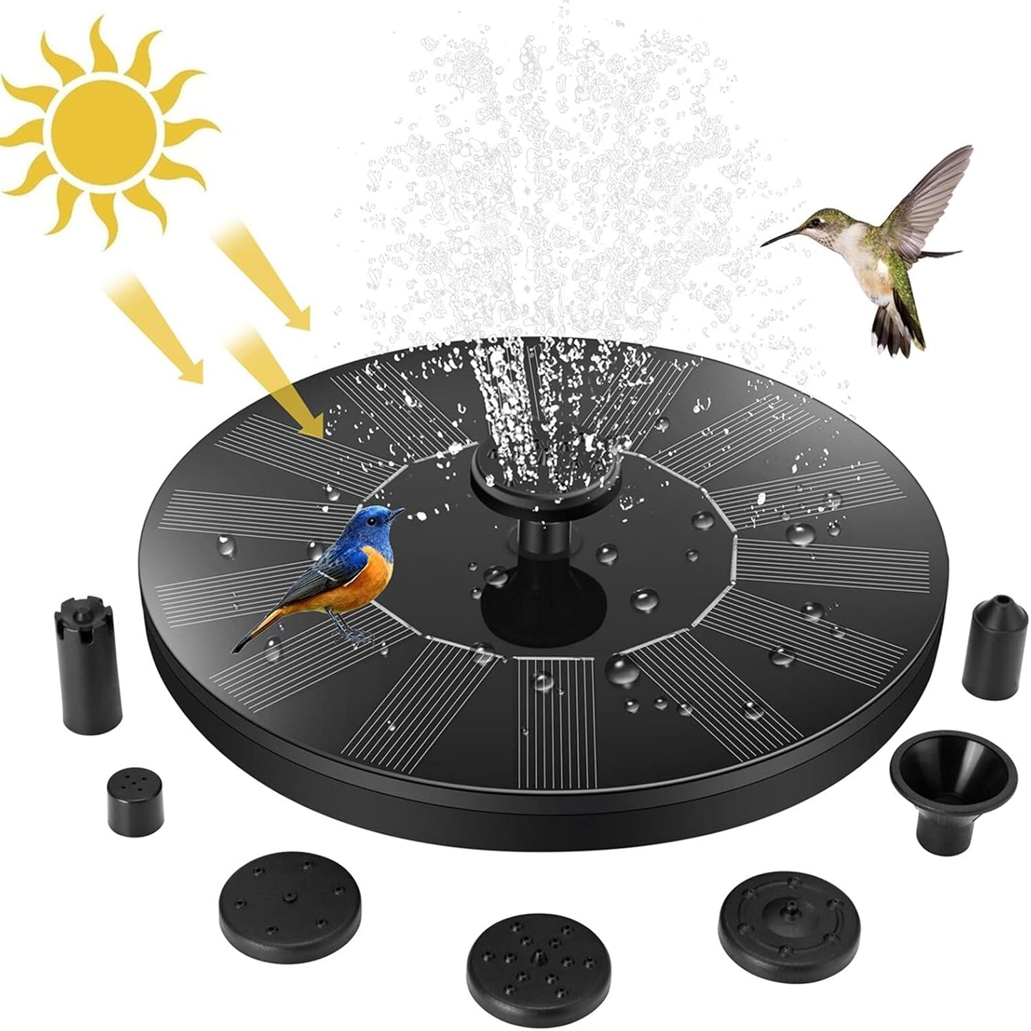 Solar Fountain Pump,Solar Powered Water Features with 7 Nozzles